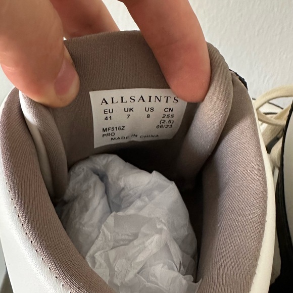 NWT All Saints Pro Suede High Tops Black/White US 8 - Picture 9 of 12